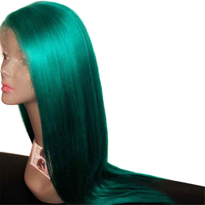 Peruvian Hair Emerald Green Straight Lace Front Wigs