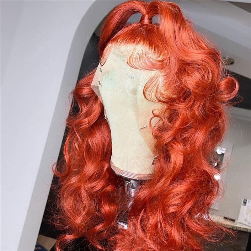 Body Wave Orange Lace Front Human Hair Wigs Brazilian Remy Hair 13x4 Transpare Lace Front Wig Human Hair Wig