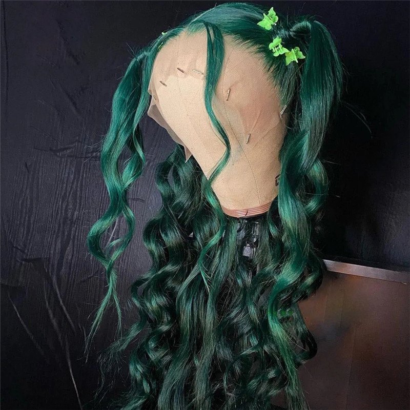 Body Wave Green Lace Front Human Hair Wigs For Women Brazilian Remy Hair Transparent Lace Wigs Ombre Lace Front Wig Pre Plucked