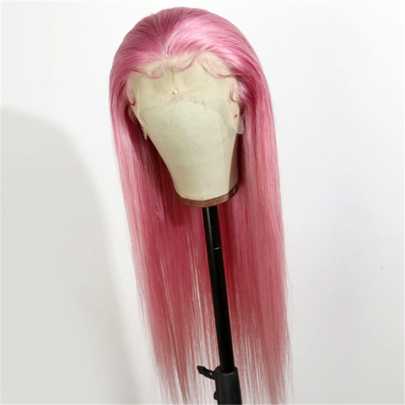 Peruvian Hair Long Lace Front Pink Wigs Straight Style