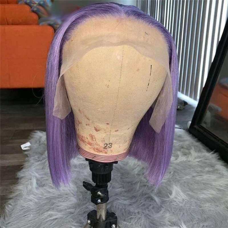 Light Purple Lace Front Wig Bob Wig Brazilian Remy Straight Ombre Colored 1B Purple Bob Wig Lace Front Human Hair Wigs For Women