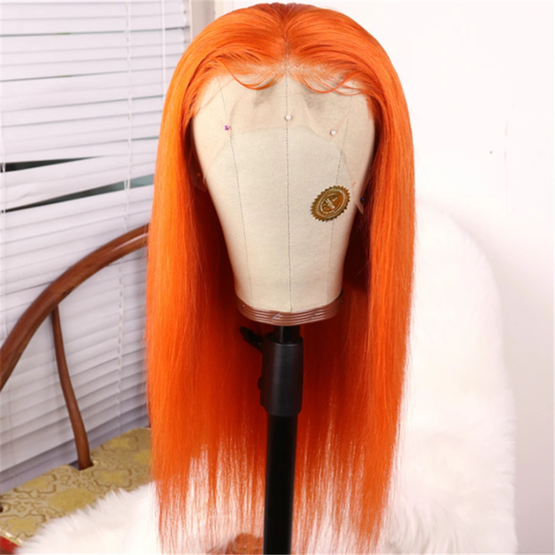 Fashion Peruvian Hair Lace Front Fall Orange Color Styled Wig