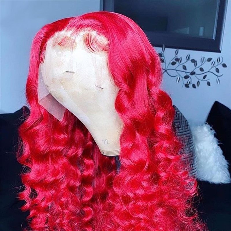 Loose Wave Red Colored Human Hair Wigs For Women Brazilian Remy Hair Wigs Pre Plucked Red Ombre Lace Front Wig Light Brown  Wigs