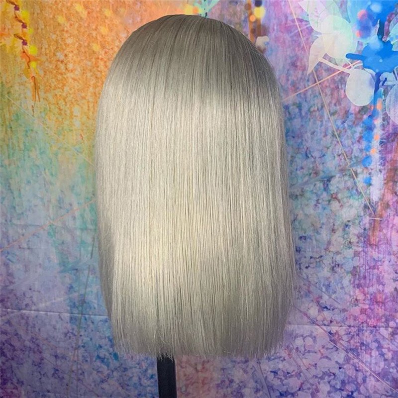 Transparent Lace Wigs For Women 150% Density Grey Bob Human Hair Wigs Brazilian Remy 13x4 Lace Wig Short Bob Ombre Wig