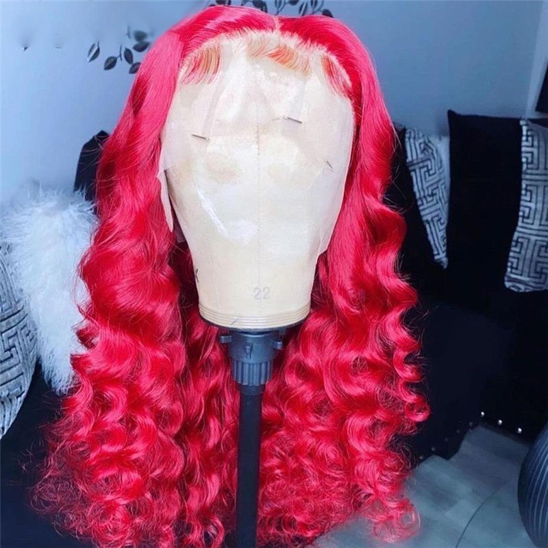 Loose Wave Red Colored Human Hair Wigs For Women Brazilian Remy Hair Wigs Pre Plucked Red Ombre Lace Front Wig Light Brown  Wigs