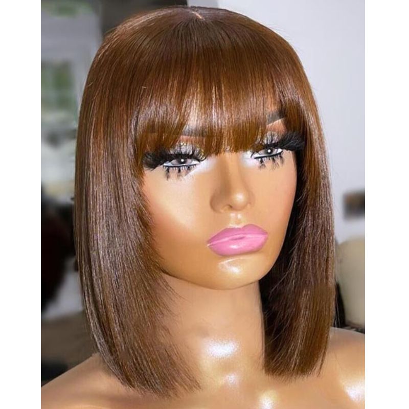 Ombre13x4 Straight Bob Lace Front Wigs For Women Cambodian Hair 1B 27 Ombre Bob Wig Brown Short Bob Human Hair Wigs