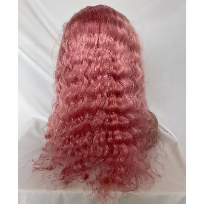 Deep Wave Light Pink Colored Lace Front Human Hair Wigs Lace Front Wig Brazilian Curly Wig Pre Plucked Pwigs