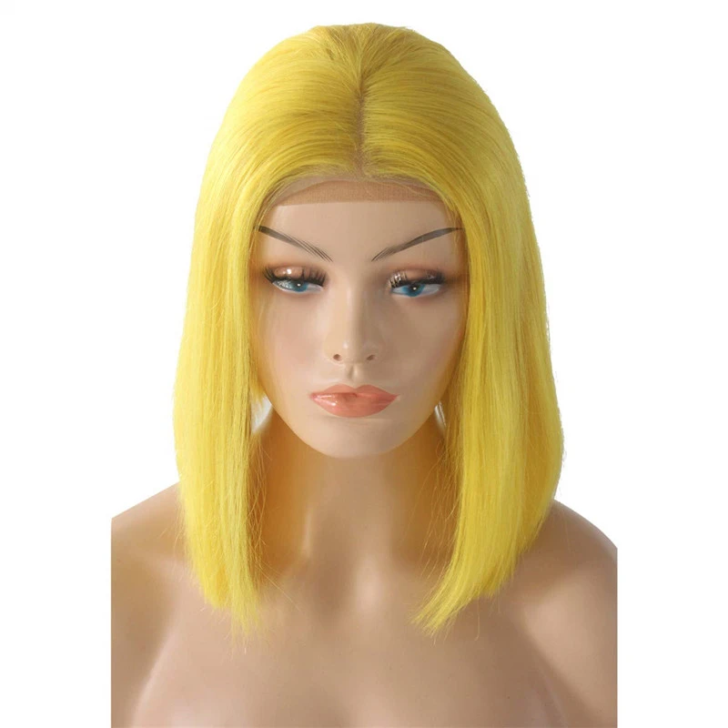150% Straight Yellow Short Bob Human Hair Wigs Brazilian Remy Pre Plucked Bob Wig Transparent Lace Wigs Glueless Wigs