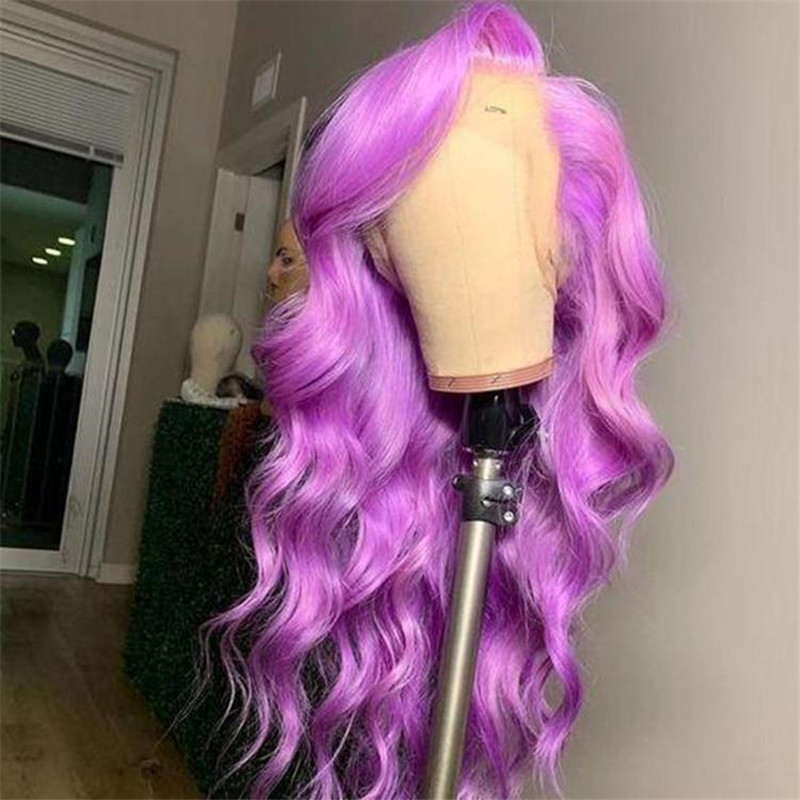 Peruvian Hair Lace Front Body Wave Purple/Pink Color Wigs