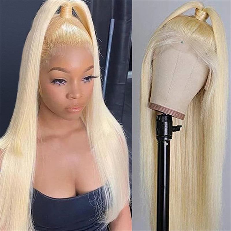 613 Blonde Human Hair Wigs Straight Hair 13X4 Hd Lace Front Wigs Pre Plucked Hairline