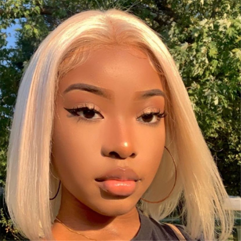 Lace Front Blonde Bob Wig Real Human Hair Style