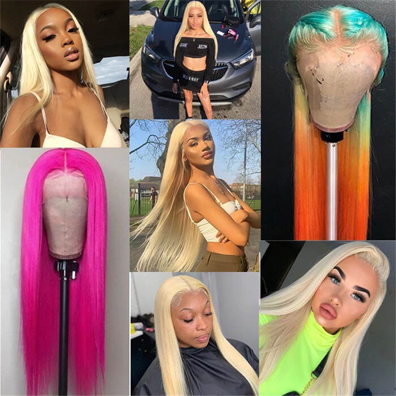 613 Blonde Human Hair Wigs Straight Hair 13X4 Hd Lace Front Wigs Pre Plucked Hairline