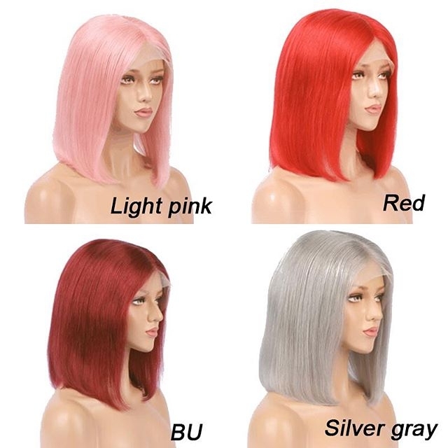 Red Bob Lace Front Wigs 13x6 Human Hair Short Brazilian Hair Wigs For Women Deep Part Middle Bleached Knots With Natural Hair Line