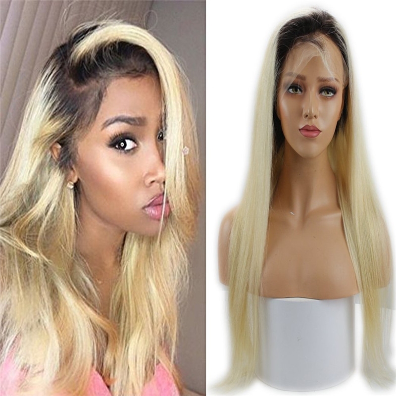 1BT #613 Color Human Hair Wigs Silk Straight Brazilian Human Hair Glueless Pre Plucked Lace Front Wig with Baby Hair for Women