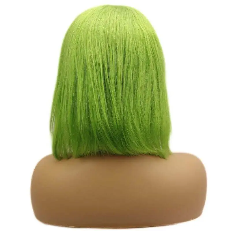 13x4 Lace Frontal Bob Wigs Peruvian Hair Light  Green Ombre Color Human Hair Lace Front Bob Wig