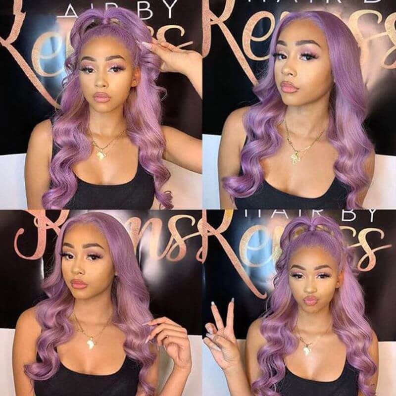 Ombre Purple HD Lace Frontal  Wig Straight Colored Human Brazilian Hair Wigs For Women Pre Plucked Straight Glueless Wig