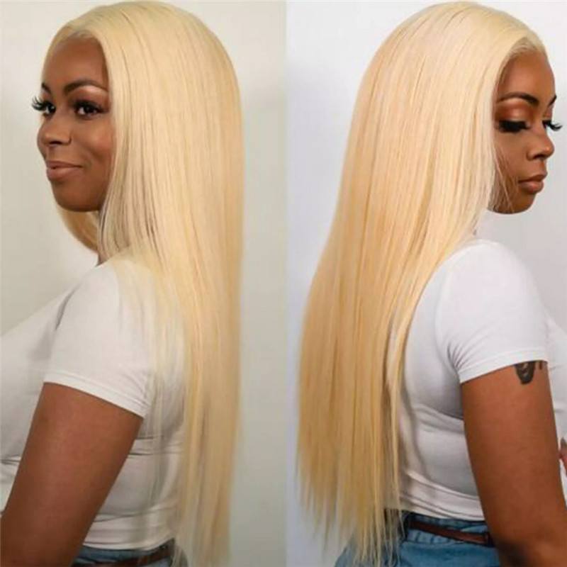 #613 Blonde Straight Lace Front Wig Human Hair Transparent Lace Wigs For Black Women 150% Brazilian Remy Short Bob Wig