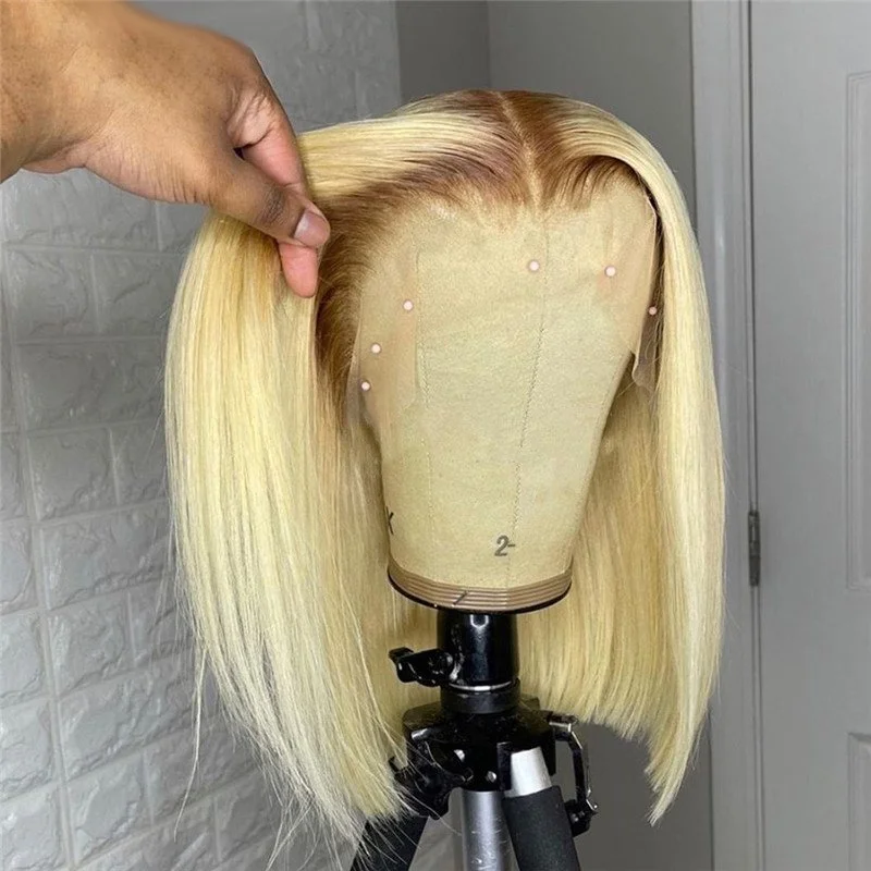 Ombre Blonde Lace Front Wig Human Hair Brazilian Remy HD Lace Closure Wig Transparent Lace Wigs For Women T4/613 Human Hair Wigs