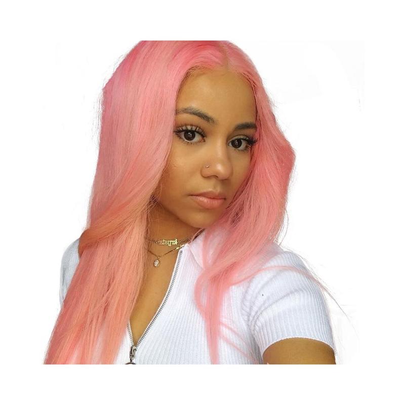 Lace Front Wig Straight Indian Remy Hair Pink Ombre Blonde Highlgiht Wig Transparent Lace Wigs For Women 150%