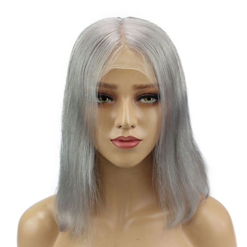 Deep Middle Part Bob Lace Front Wigs Grey 13x6 Human Hair Wigs For Women Natural Baby Hair Pre-Plucked Natura Hair Line