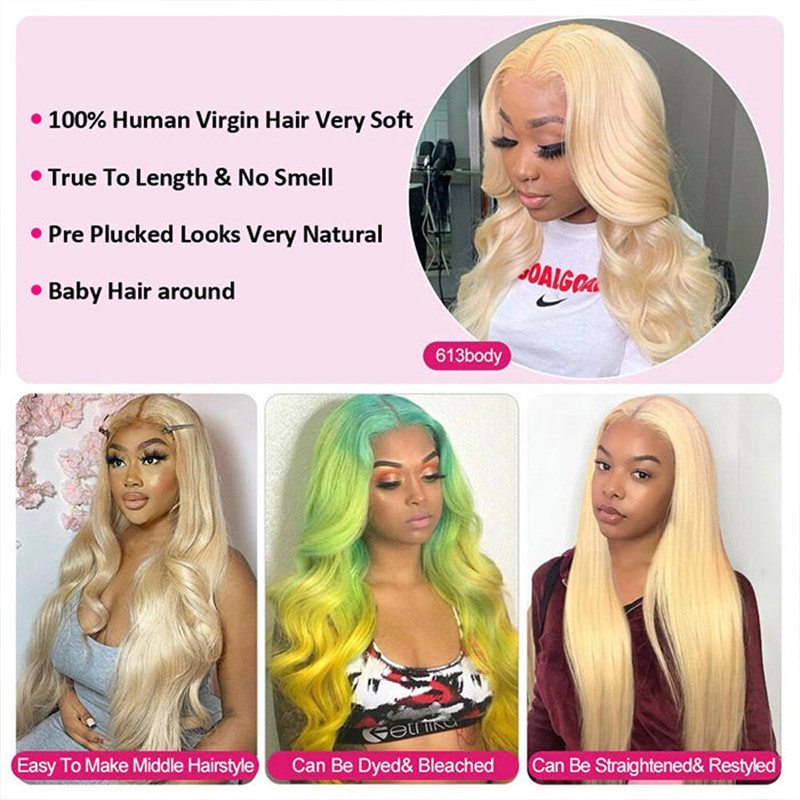 613 Honey Blonde Body Wave 13X6 Hd Lace Wigs Human Hair Wigs For Women Pre Plucked