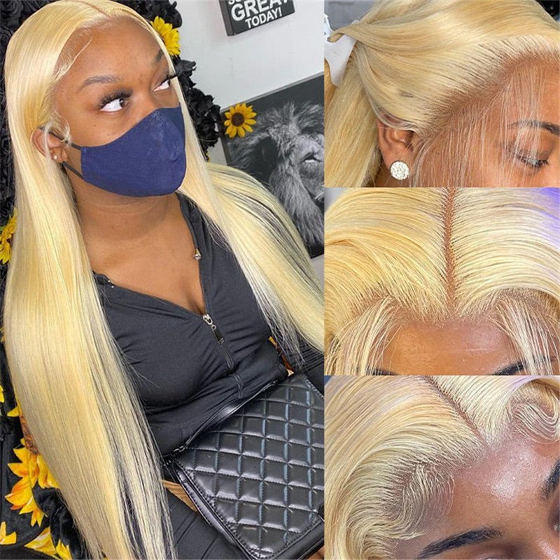 613 Blonde 13X6 Hd Lace Front Human Hair Wigs Pre Plucked Straight Human Hair Beauty Supply