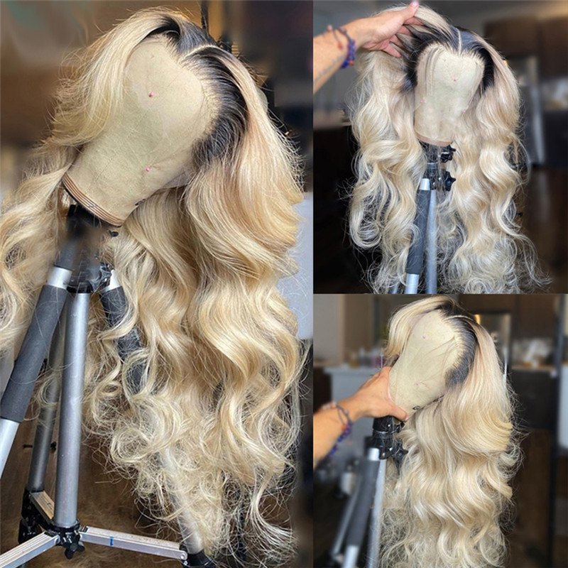Transparent Lace Wigs Body Wave 1B/613 Blonde Ombre Lace Front Human Hair Wigs Brazilian Remy Hair 1B/613 Brown Blonde Lace Wigs