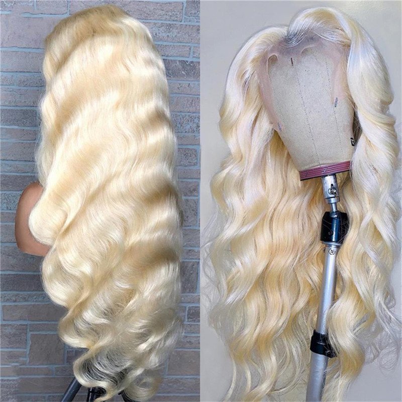 150% Density #613 Blonde Lace Front Wig Human Hair Body Wave Peruvian Hair Wigs For Women 4x4 Closure Wig Transparent Lace Wigs