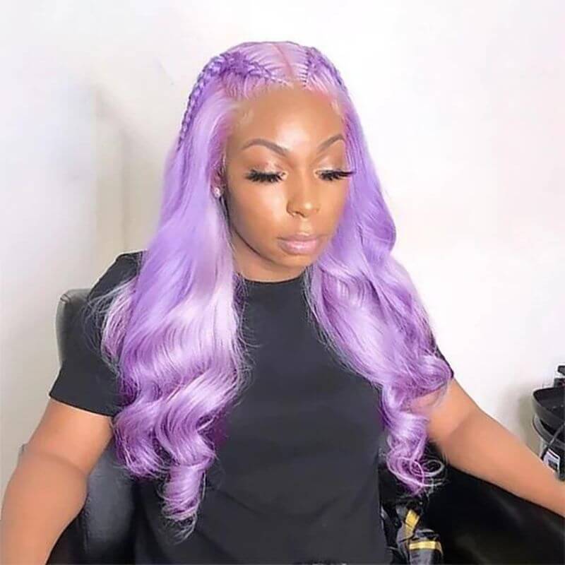 Ombre Purple HD Lace Frontal  Wig Straight Colored Human Brazilian Hair Wigs For Women Pre Plucked Straight Glueless Wig