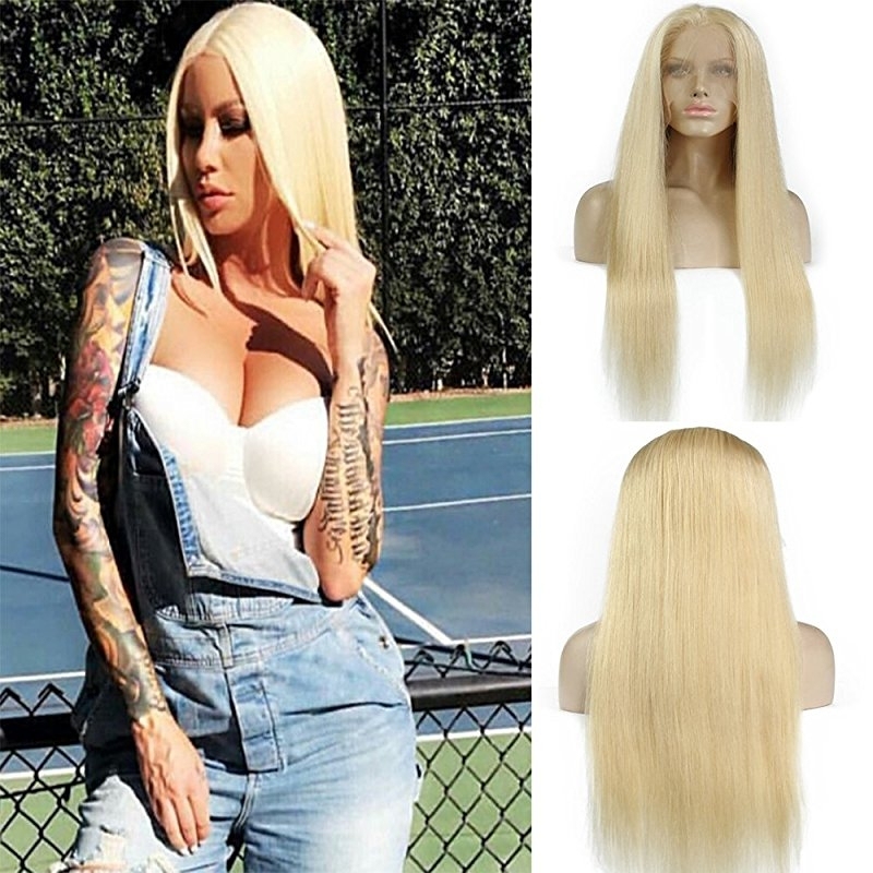 613 Blonde Full Lace or lace Front Human Straight Wig Pure 613# Color For Black Women With Baby Hair