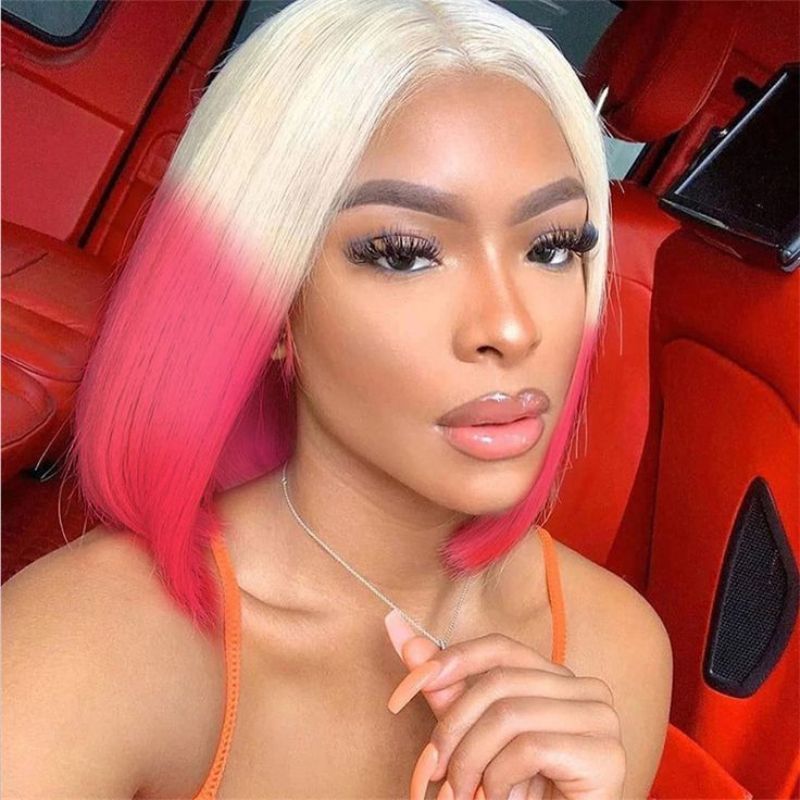 Bob Human Hair Wigs For Women Red Blonde Ombre Bob Wig Lace Front Wigs Ombre Human Hair Wig Preplucked