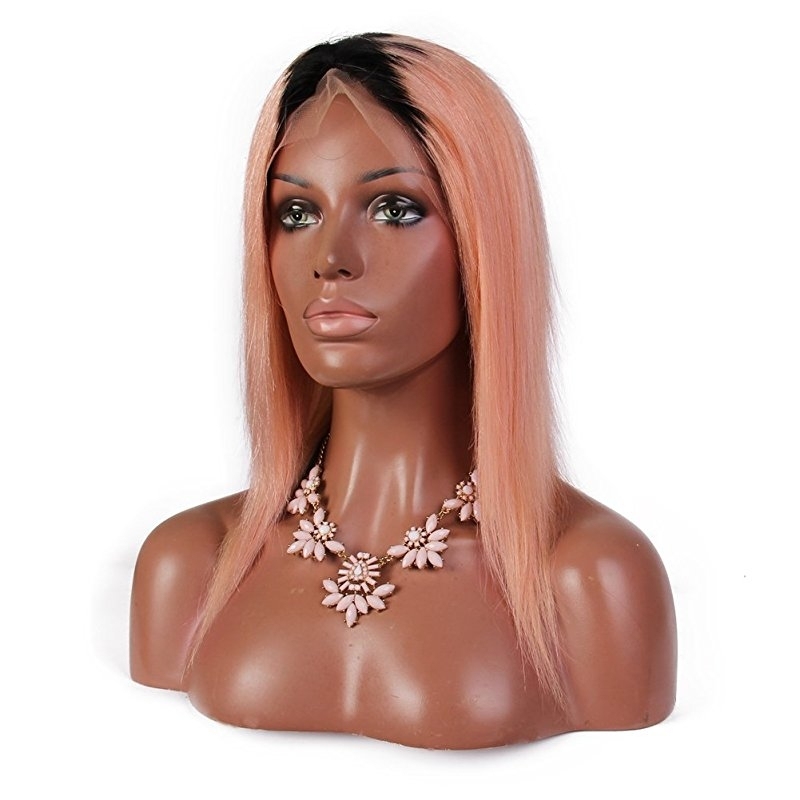 Malaysia Remy Hair 1b/pink Ombre Long Straight Full Lace Wigs Cap 130% Density Human Hair