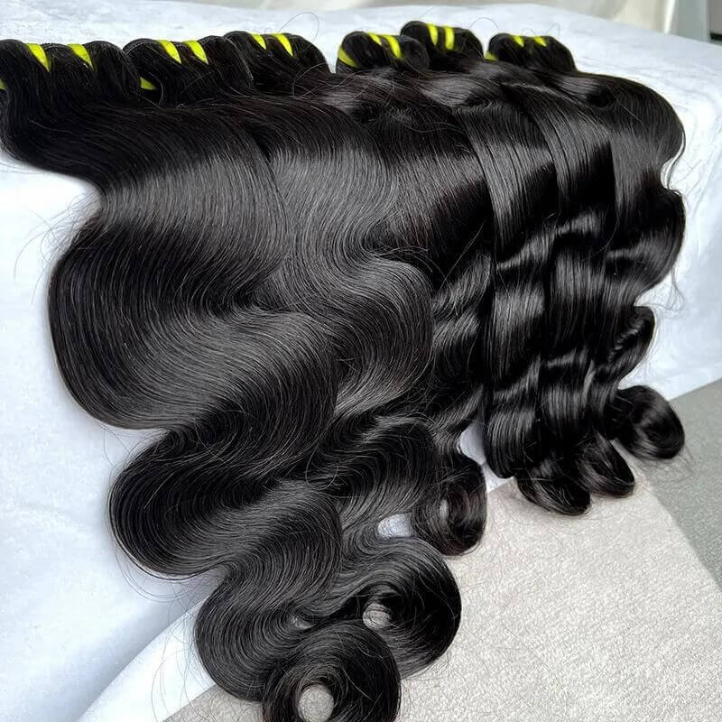 Pwigs Body Wave 12A Top Grade Raw Double Drawn Cambodian Virgin Human Hair Bundles Sew in Extensions Natural Black Double Weft 100% Natural Cuticle Aligned Unprocessed Hair