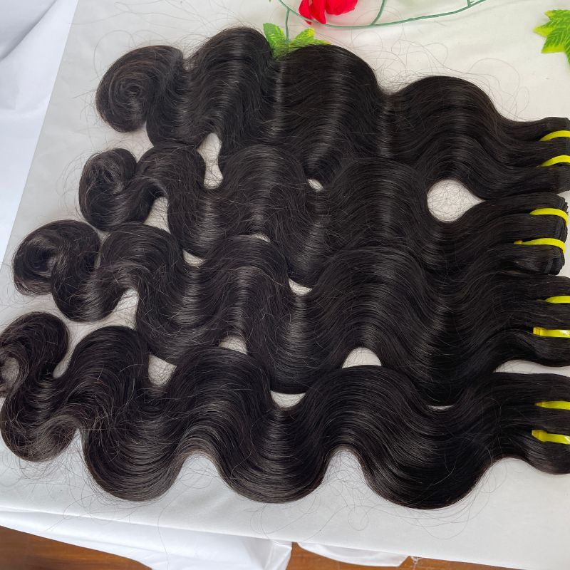 Pwigs Body Wave 12A Top Grade Raw Double Drawn Cambodian Virgin Human Hair Bundles Sew in Extensions Natural Black Double Weft 100% Natural Cuticle Aligned Unprocessed Hair