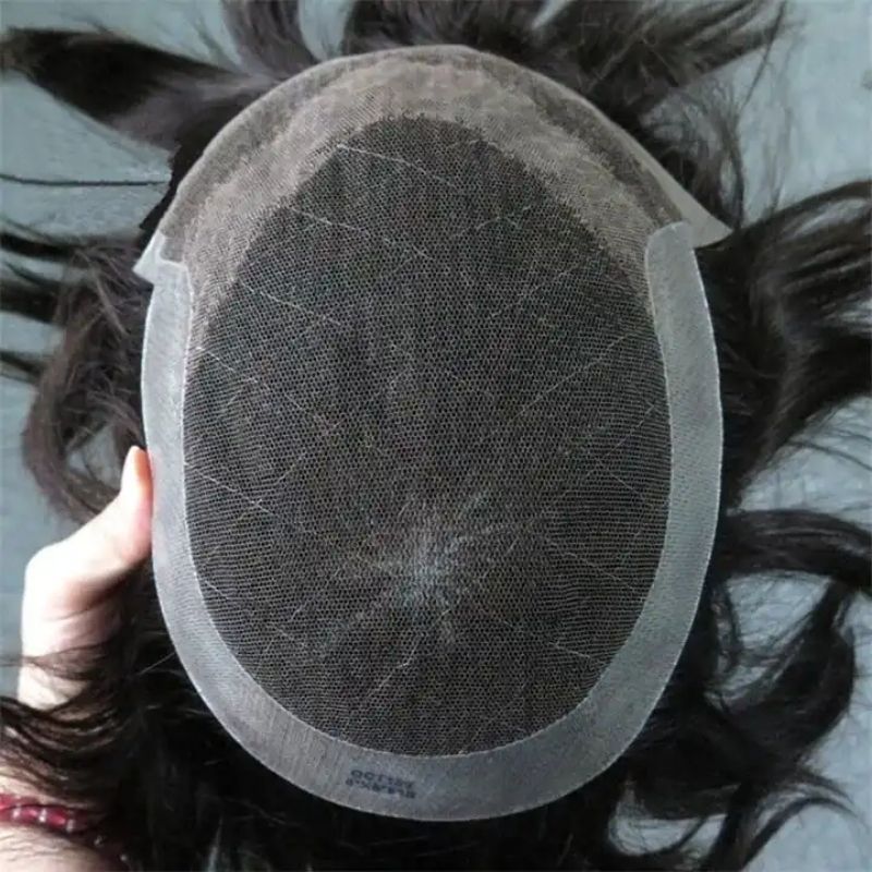 Customize Lace Front with PU on Back and Two Side Mens Toupee Cambodian Human Hair System 12A Hairpieces