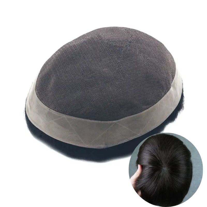 Customize Mono Base with PU Around Mens Toupee Hairpieces for Men Human Hair System