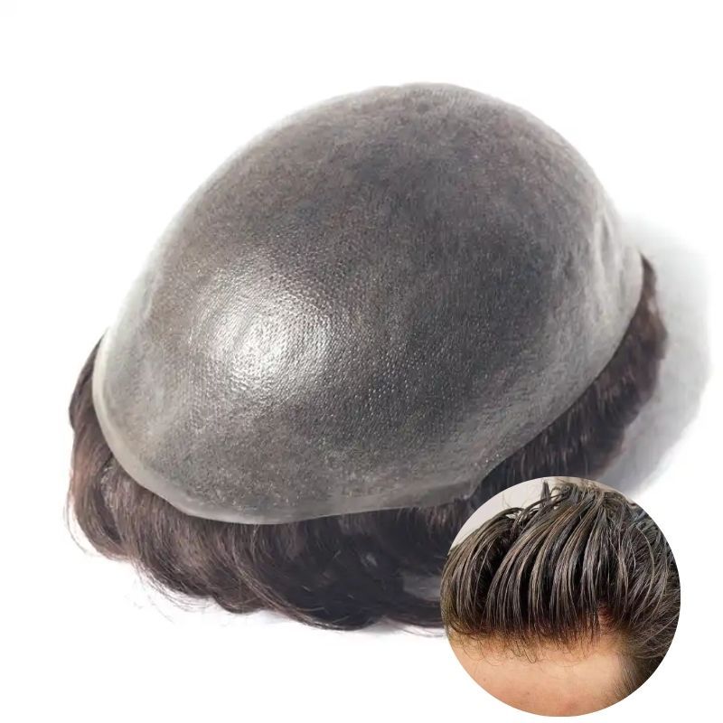 Customize Super Thin Skin Base Full  PU Mens Toupee Hairpieces for Men Human Hair System