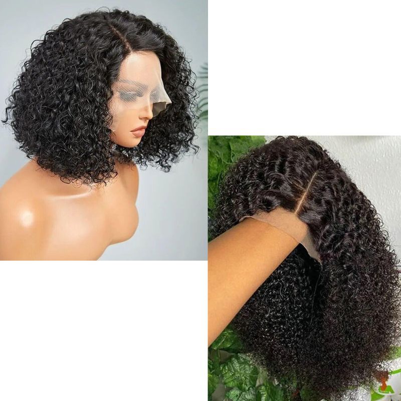 13x4 Lace Front Wig Curly Cambodian Human Hair  Wigs 180% Density Kinky Curly Wigs For Black Women Black Color with Baby Hair