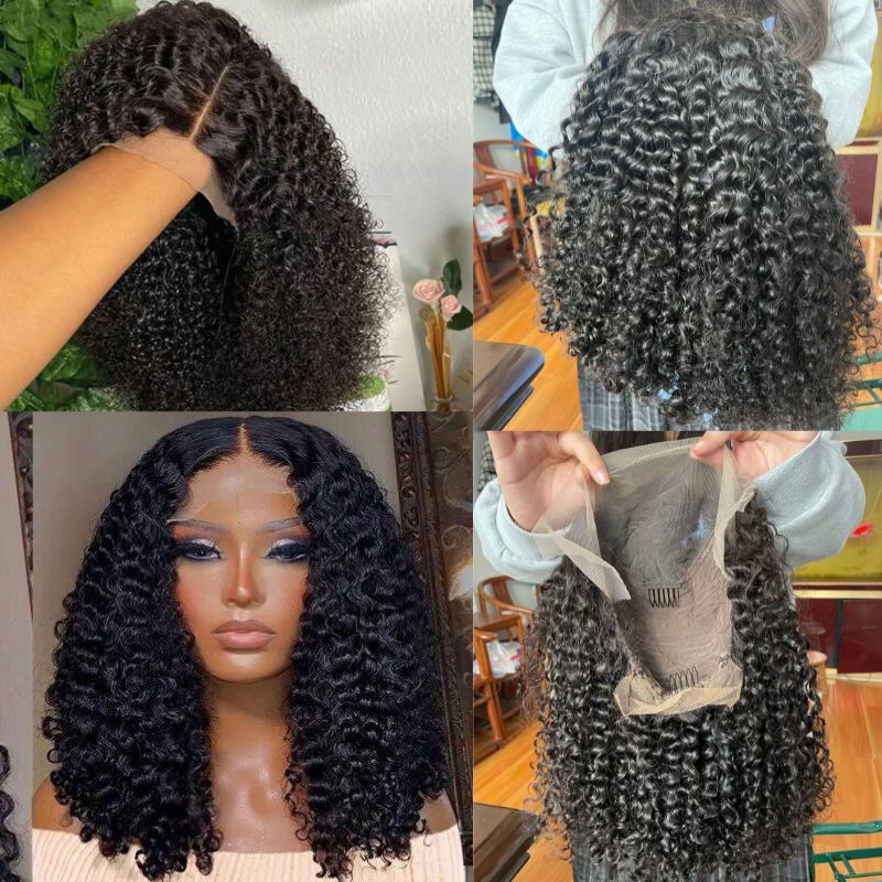 300% High Density 13x4 Lace Front Wig Curly HD Transparent Lace Frontal 12A Cambodian Human Hair Kinky Curly Wigs For Black Women with Baby Hair