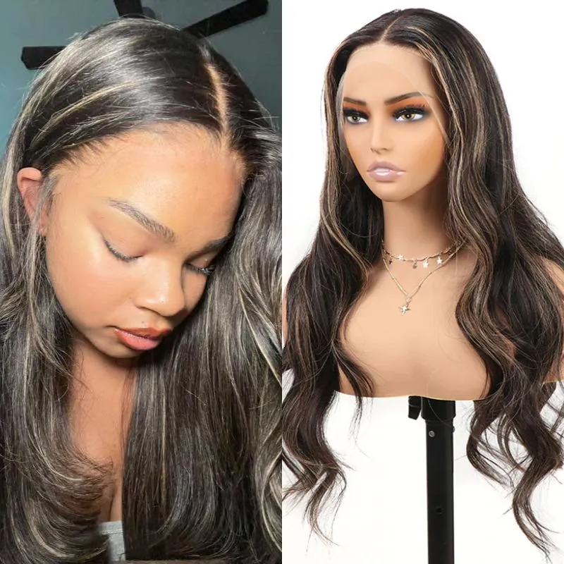 #4/30 Water Wave Highlight Hd Lace Front Human Hair Wigs Pre Plucked Fast Shipping