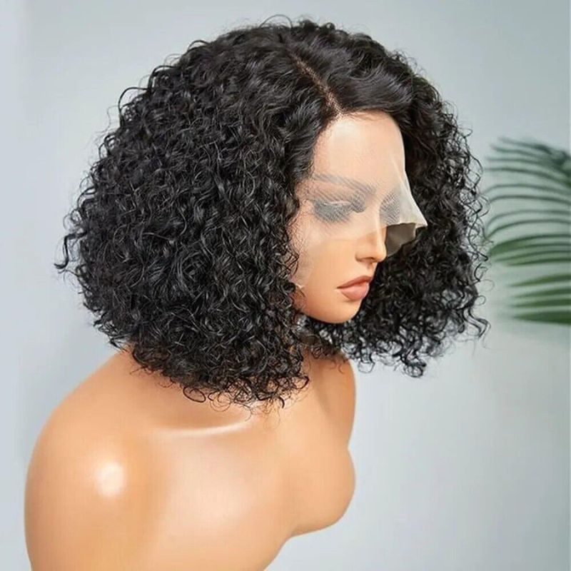 Lace Front Wig Curly Brazilian Human Hair 180% Density Afro Kinky Curly Wigs For Blackwomen Black Color