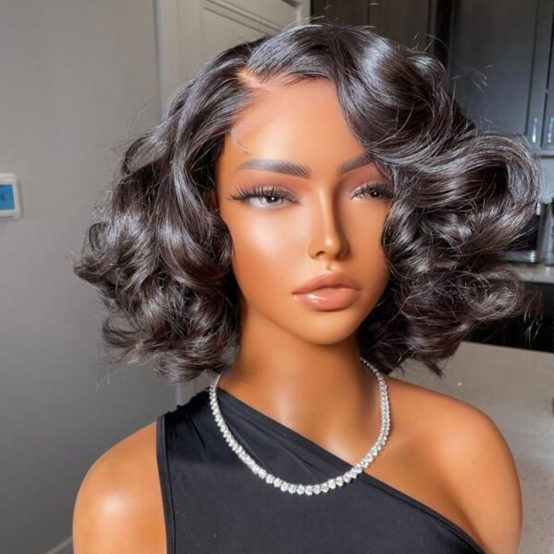 Lace Front Wig Curly Brazilian Human Hair 180% Density Kinky Curly Wigs For Black Women Black Color Kinky Curly 13X4 Lace Front Wig 150% Density Virgin Human Hair Wigs
