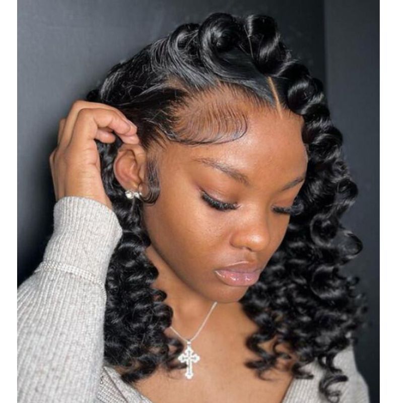 13x4 Lace Front Wig Wavy Brazilian Human Hair  Wigs 180% Density 13x6 Lace Wigs For Black Women Black Color Natural Hairline with Baby Hair