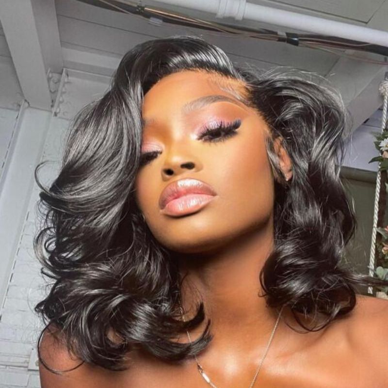 13x4 Lace Front Wig Curly Cambodian Human Hair  Wigs 180% Density Kinky Curly Wigs For Black Women Black Color with Baby Hair