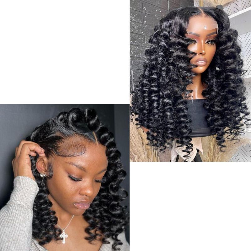 13x6 Lace Front Wig Loose Deep Curly Brazilian Human Hair  Wigs 180% Density 13x4 Lace Wigs For Black Women Natural Color Natural Hairline with Baby Hair