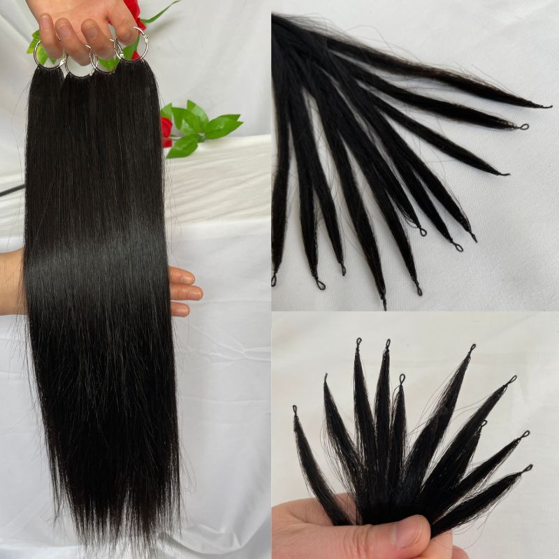 Pwigs 200pcs/Bundle Feather Line Hair Extensions 100%  Camodian Human Hair Extensions Long Straight  18-24inch Invisable Installation