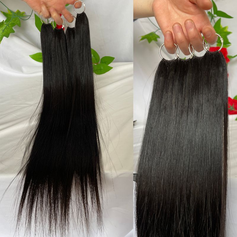 Pwigs 200pcs/Bundle Feather Line Hair Extensions 100%  Camodian Human Hair Extensions Long Straight  18-24inch Invisable Installation