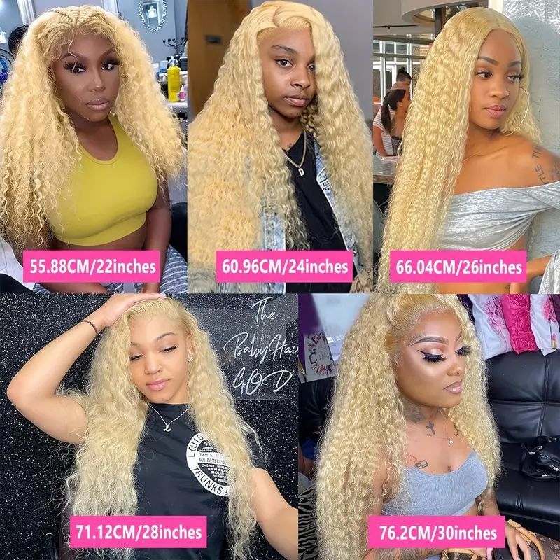 613 Blonde Kinky Curly Lace Wigs  Hd Lace Front Wigs 100% Human Hair Wigs 180% Density Pre Plucked