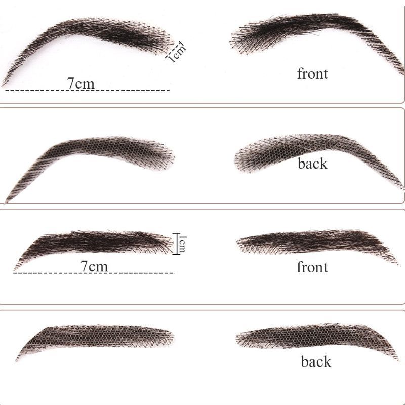 Fake Eyebrow Swiss Lace Invisible Eyebrows For Women and Men Black Color 100% Human Hair Full Hand Tied Eyebrow Hair