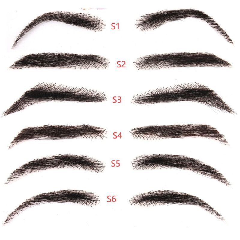 Fake Eyebrow Swiss Lace Invisible Eyebrows For Women and Men Black Color 100% Human Hair Full Hand Tied Eyebrow Hair